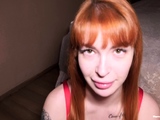 Big titty redhead sucks her boyfriends uncut cock