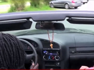 Blowjob in a convertible with a German amateur