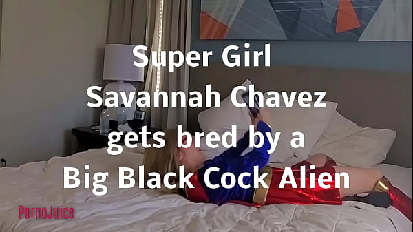 Super Girl Savannah gets Bred by Big Black Cock Alien trailer