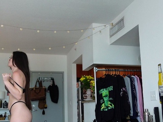 Sexy amateur redhead teen double dildo action